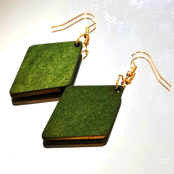 Boho Natural Wood Earrings - Picture 3 of 5